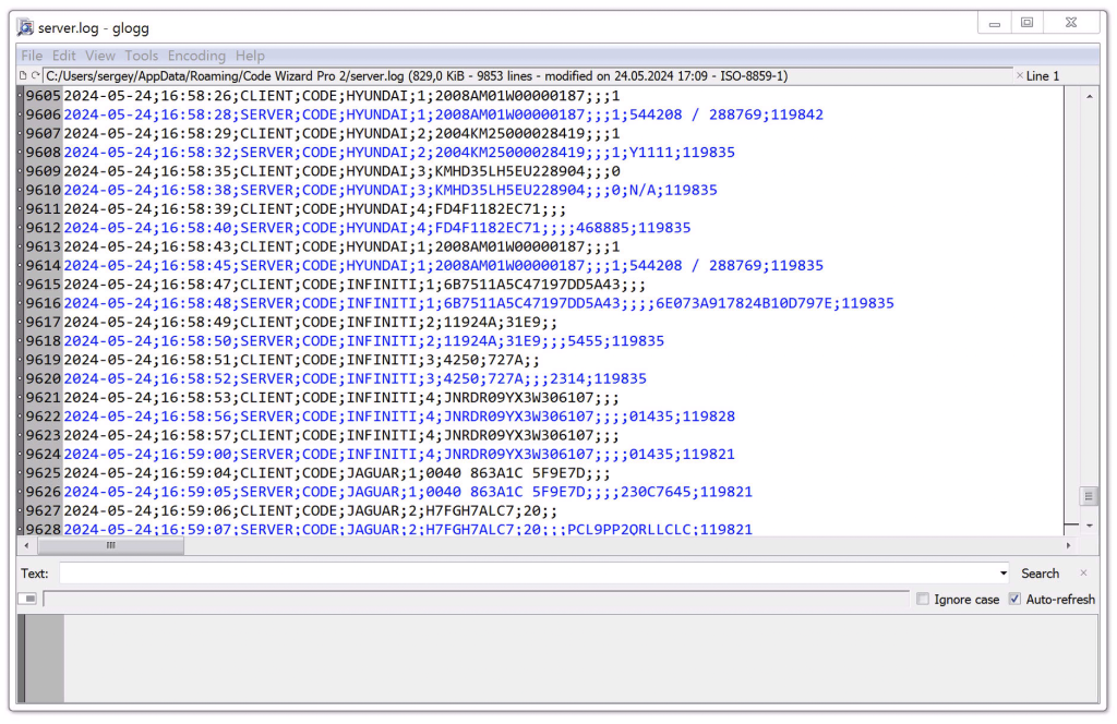 CWP-2 Server log file